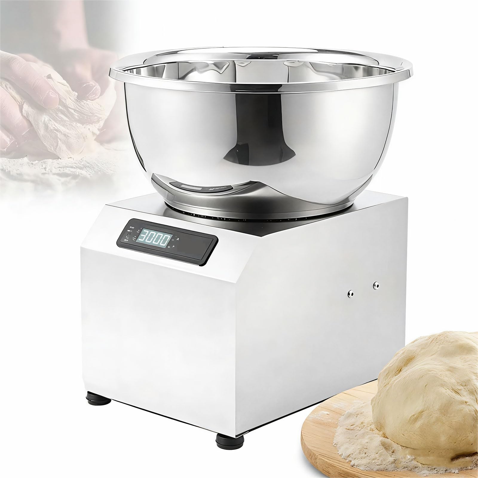 ZHJOPP Heavy-Duty Dough Mixer with Spiral Kneader, Timer, and Stainless Steel Bowl for Home and Small Business Use (5kg)