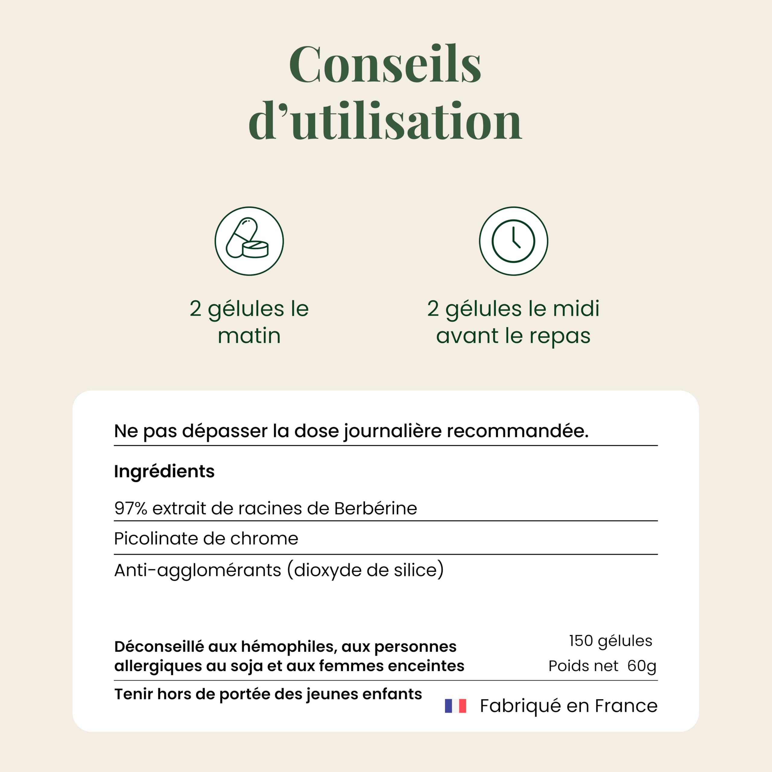 SFB Laboratoires Berbérine BIO 1200mg Haute Qualité, Chrome - Minceur et Régulation du Sucre, Soutient la Digestion & Métabolisme - Extrait Naturel - 3 mois traitement - 150 Gélules