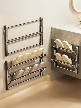 Foldable Wall Mounted Shoe Rack, Hanging Shoe Rack Holds 2/4/6 Pairs