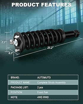 Amazon.com: AUTOMUTO Strut Spring Assembly Front Pair Shock