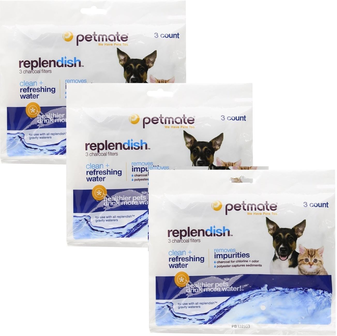 Petmate Replendish Charcoal Replacement Filters, 9-Pack (3 Packages with 3 Each)