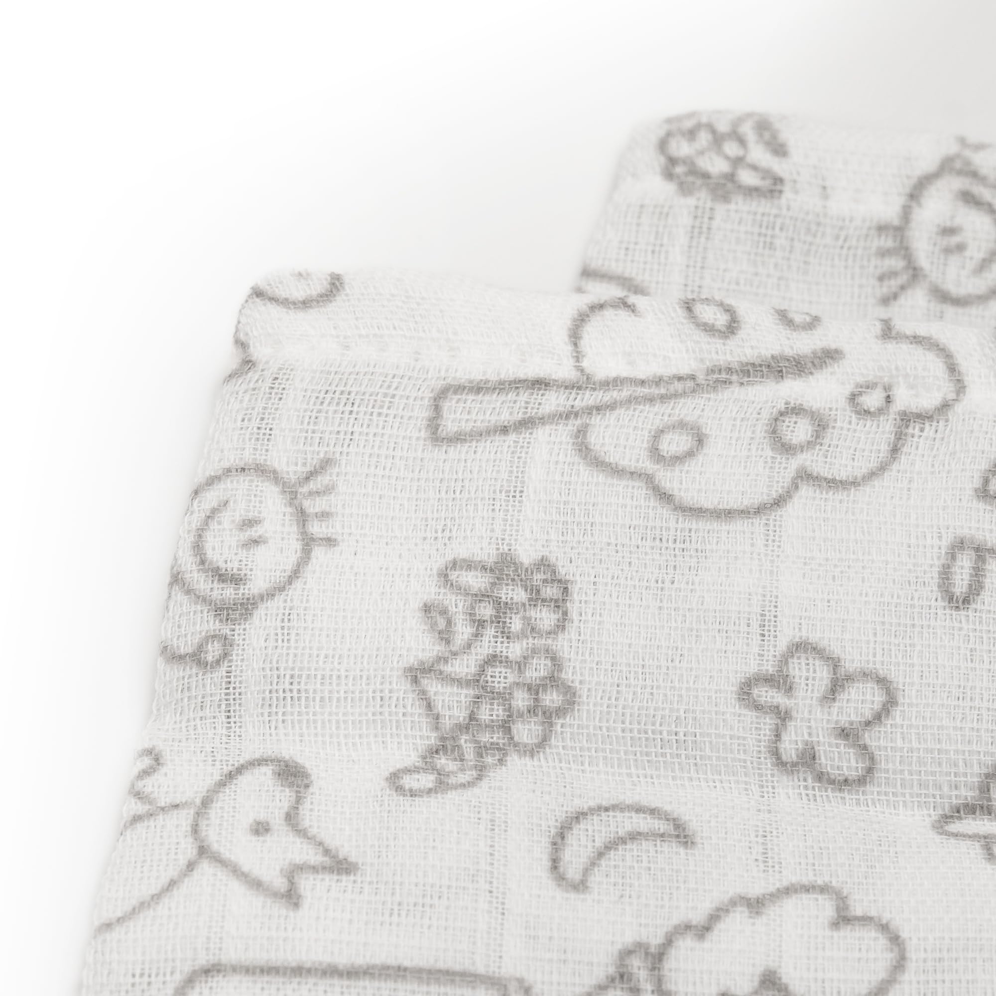 Ti TIN Muselina 100% Algodón 120 x 120 cm, Transpirable, Ligera y Suave, Ideal para bebés de 0-36 Meses, fácil Lavado y Secadora, Fabricada en España, Estampado de Dibujos de niños Color Gris