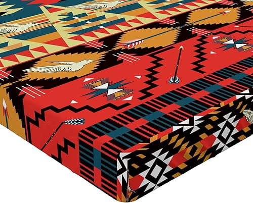 Miniatura 169 de Ambesonne - Sábana bajera ajustable multicolor, en colores y tres tamaños Azul y gris,Verde Militar Sage Green,Ámbar beige,Negro Grey White,Azul