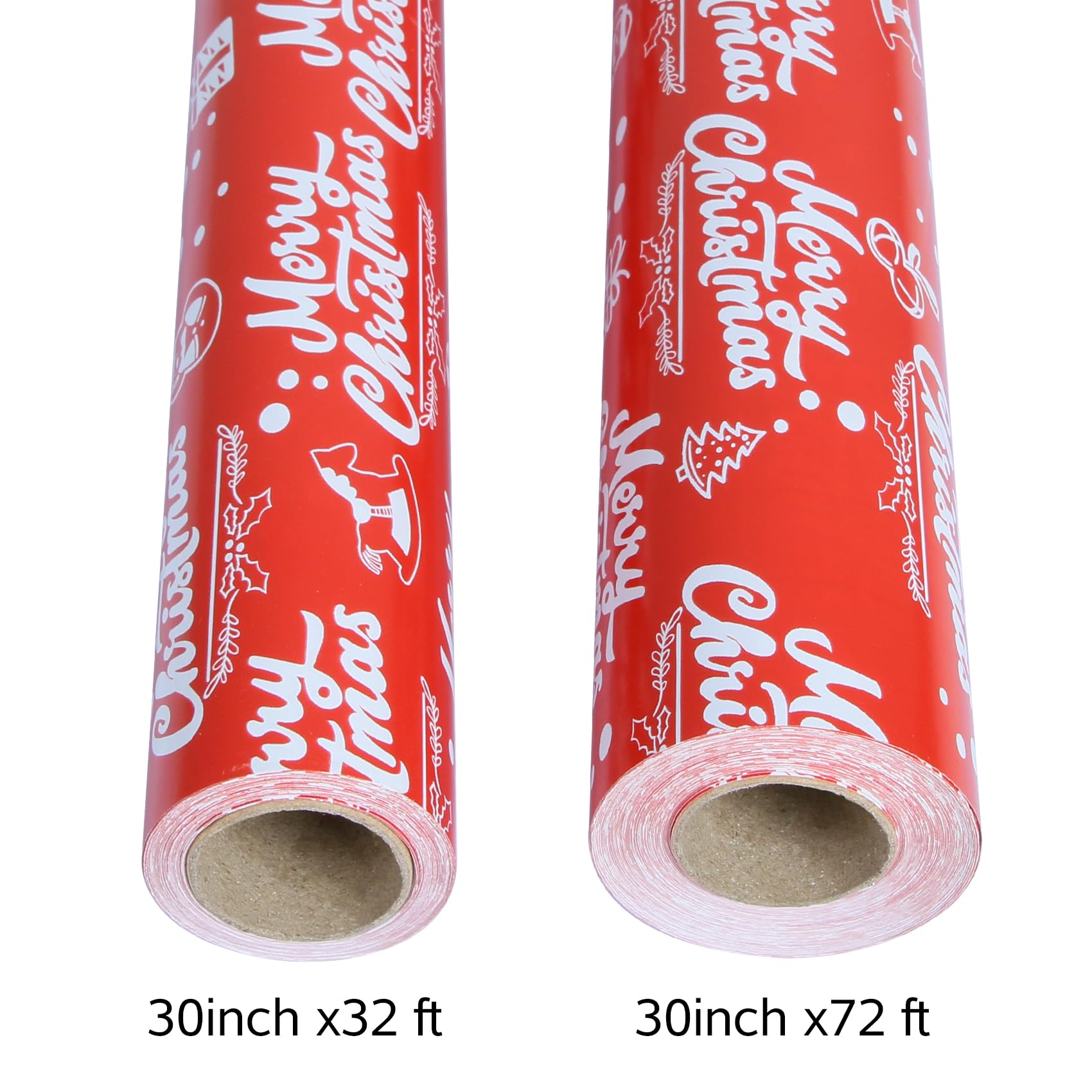 Aimyoo Rouleau de papier cadeau de Noël rouge Jumbo – Motif cheval à bascule, houx, Père Noël, 76,2 cm x 22 m