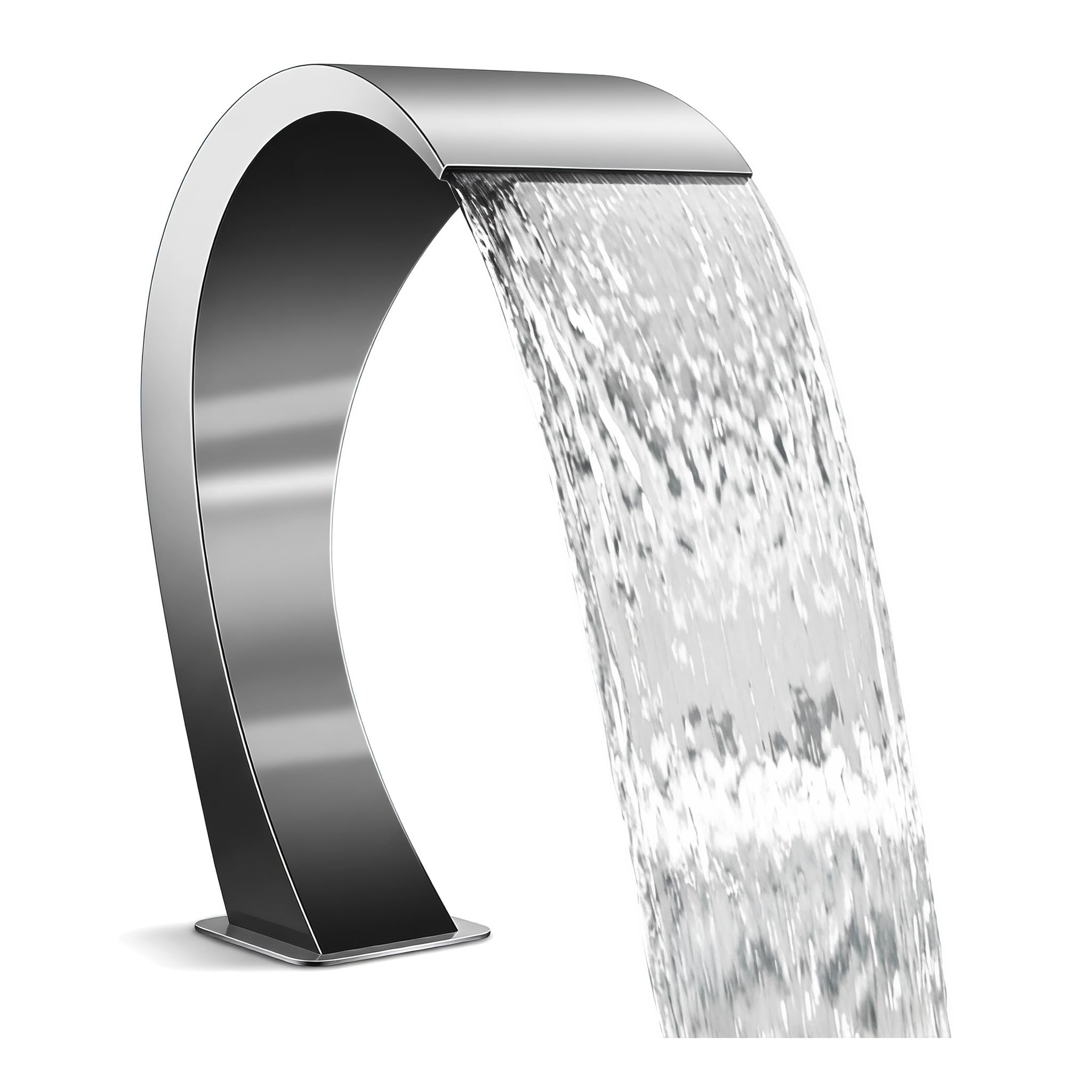 Fuente de Piscina Rectangular de Acero Inoxidable 304 de 60x30 cm con Cascada para estanques. Decoración Moderna y Duradera para jardín Exterior, Resistente a la corrosión, con Flujo ajustab