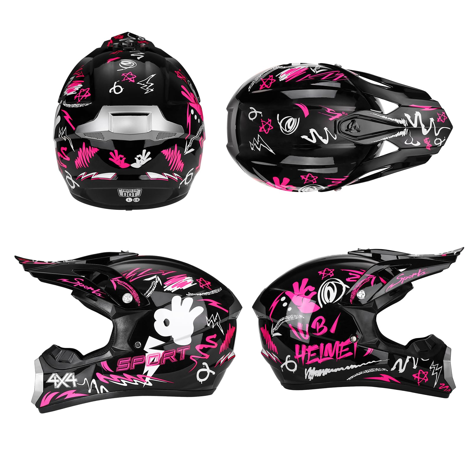 Crosshelm Kinder 5-15jährigen, MTB Downhill Motorradhelm, Mit Brillen Maske, Damen Herren Fullface Motocross Helm, Fürs Motocross Verwendet, Sondern Auch Für Quad- Und ATV-Fahrten