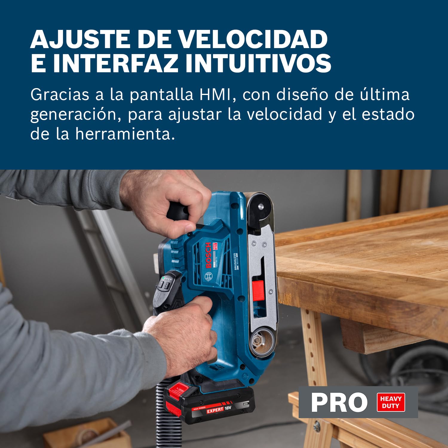 Bosch PRO 18V System Lijadora de banda a batería GBS18V-75 (incl. banda de lija de grano 80, bolsa para polvo)
