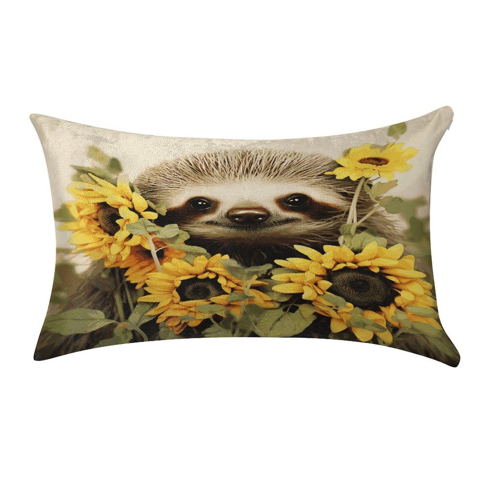 LDGSUPH Sloth Sunflower Velvet Throw Pillow Covers Cozy Pillow Shams Pillowcases Detachable Pillow Cases Soft Cushion Cover with Zipper for Sofa Car Bed Pillow Protectors 12 "×20 "