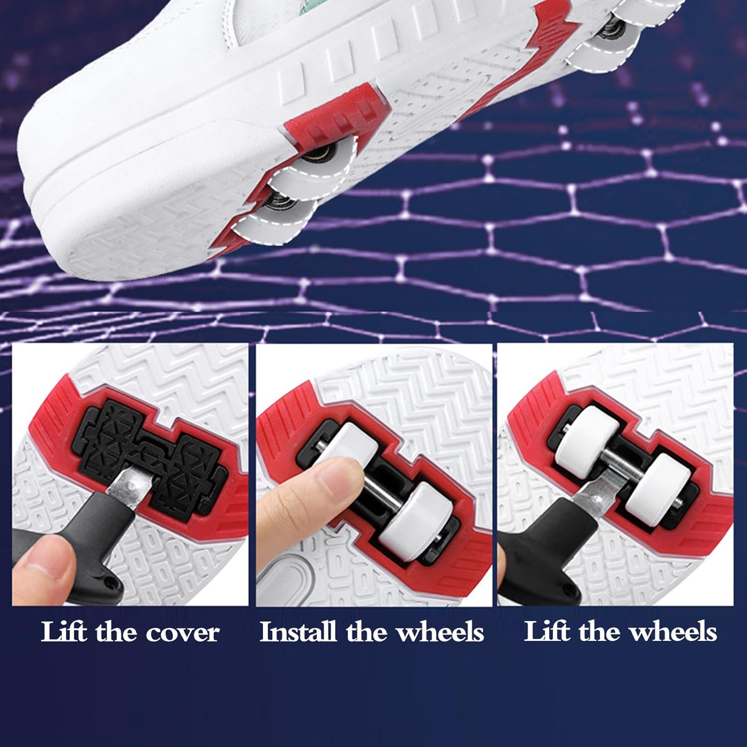 女の子と男の子用ローラースケートシューズ、インラインダブルホイール付きトレーナーシューズ、子供用ホイール付きスポーツシューズ アッパ