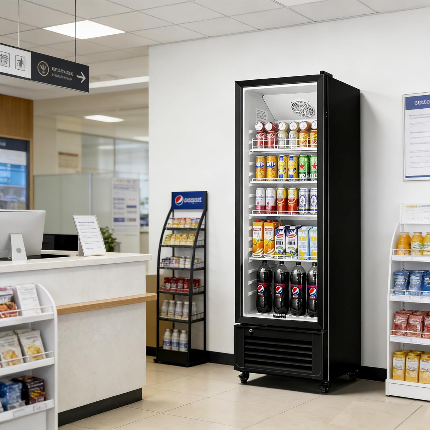 BODEGACOOLER Beverage Refrigerator, 290L/306 Qt Commercial Refrigerator For Kitchen, Home,Office and Garage, 264 Cans & 120 Bottles Display Refrigerator For Beer,Soda, Bar Cooler with Soft LED Light.