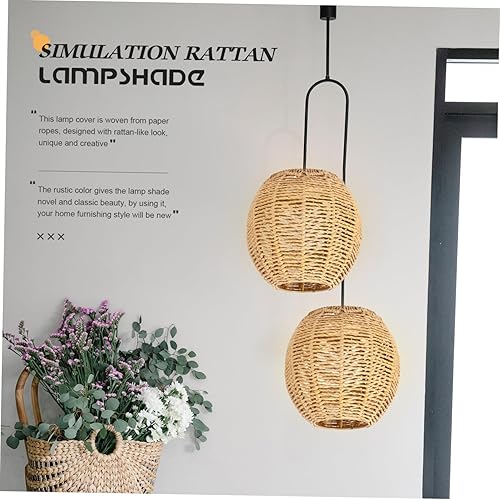 Miniatura 6 de DOITOOL Sombra de lámpara de techo tejida estilo boho pantalla de papel pantallas de lámpara decorativa cubierta de luz para comedor/dormitorio