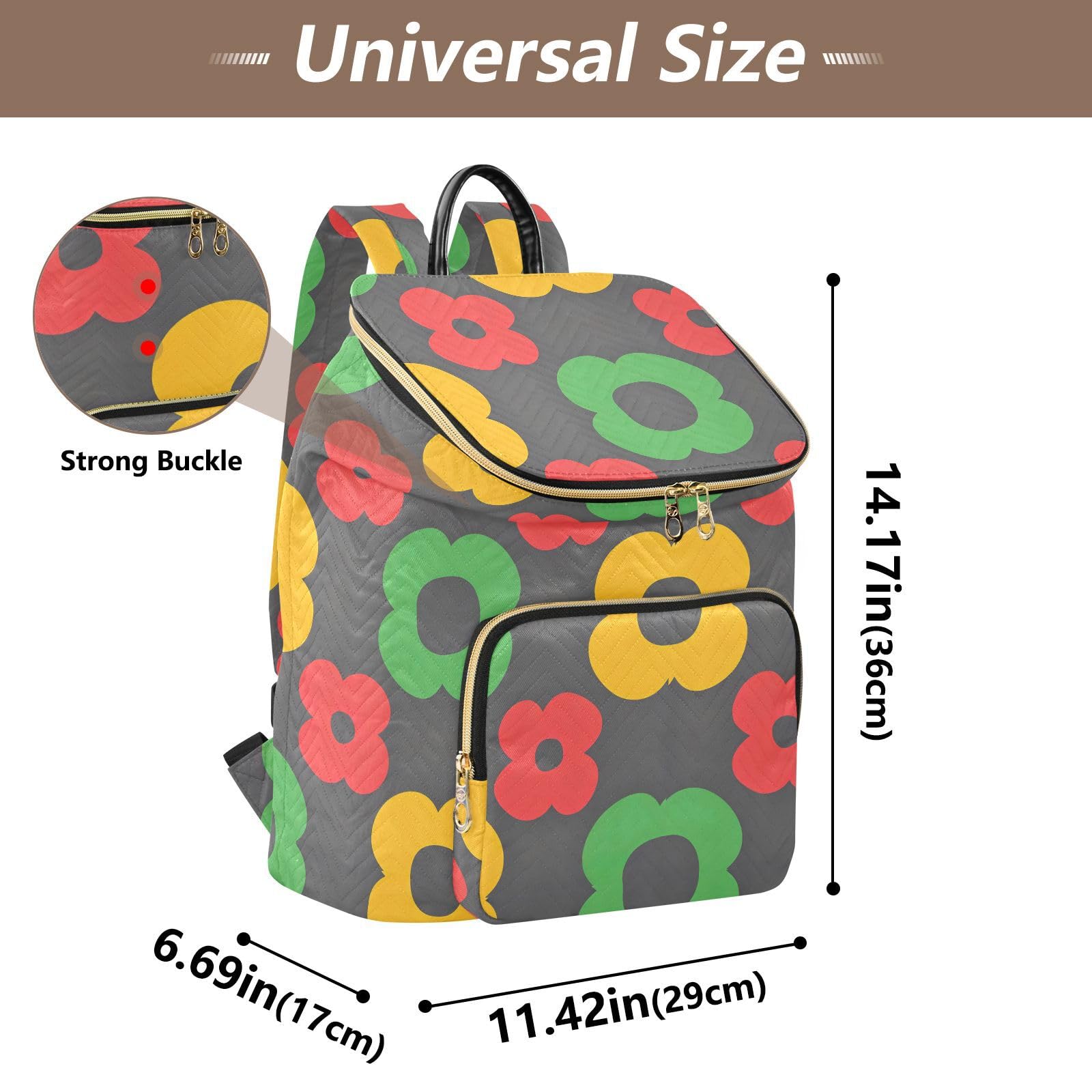 Zaino da donna, 15 l, elegante, per uso quotidiano, leggero, versatile | Materiale trapuntato design trasformabile multi tasche con cerniera per le signore viaggi shopping gite quotidiane