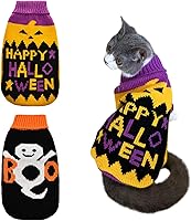 Vista 8 de 2 suéteres de Halloween para perro, gatito, gato, cachorros, gatos, Halloween, calabaza, fantasma, suéter para mascotas, suéter de Halloween, ropa