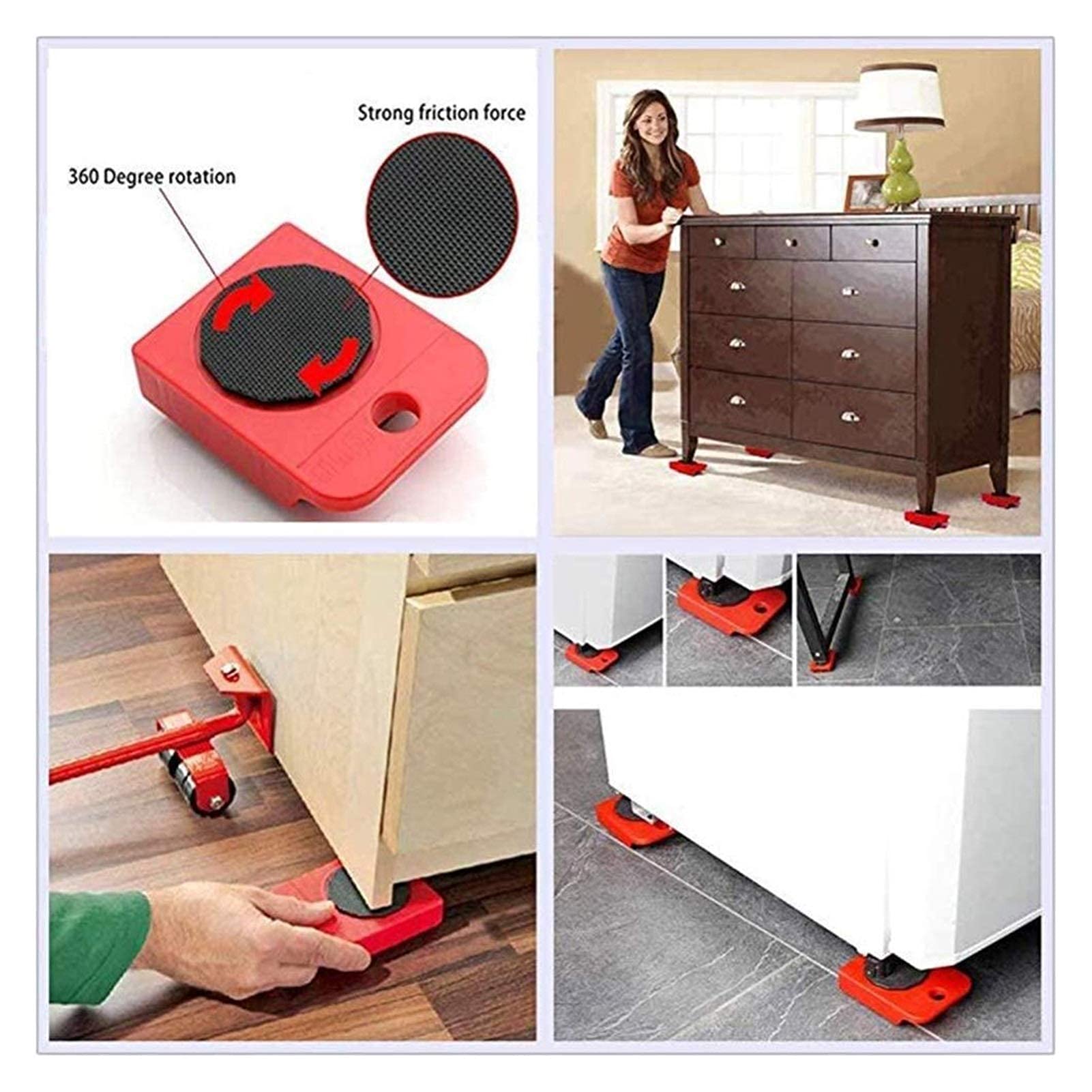 Trasportatore di mobili 4 Pezzi Si muove Mobili Strumento di Trasporto Shifter Ruota Mobile Dispositivo di Scorrimento Rullo di rimozione Strumenti in Movimento Pesante Solleva Facilmente Oggetti PE