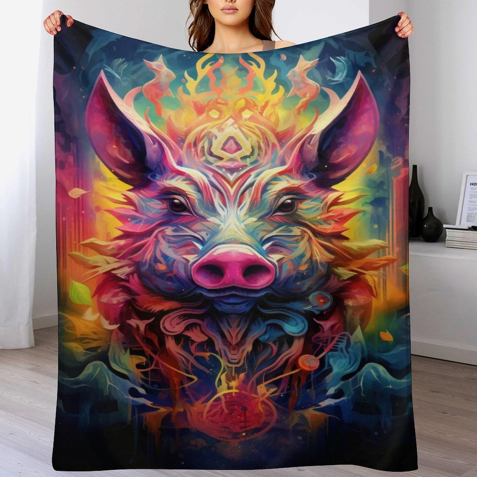 Couverture cochon idée cadeau originale plaid doux flanelle 100x130