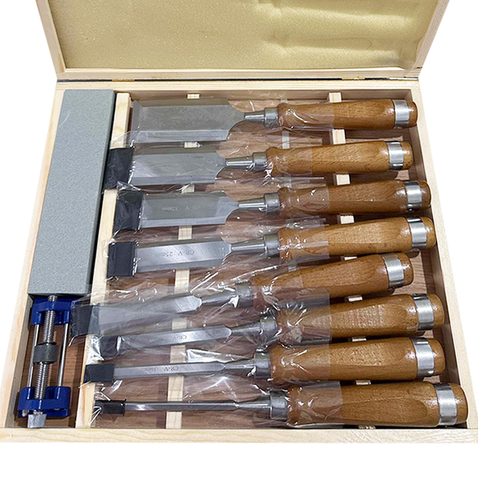 Juego De 8 Cinceles Para Madera, Herramienta De Cincel Manual Para Tallar Madera, Con Piedra De Amolar Y Guía De Molienda, Juego De Cinceles Para Trabajar La Madera De Nogal Negro