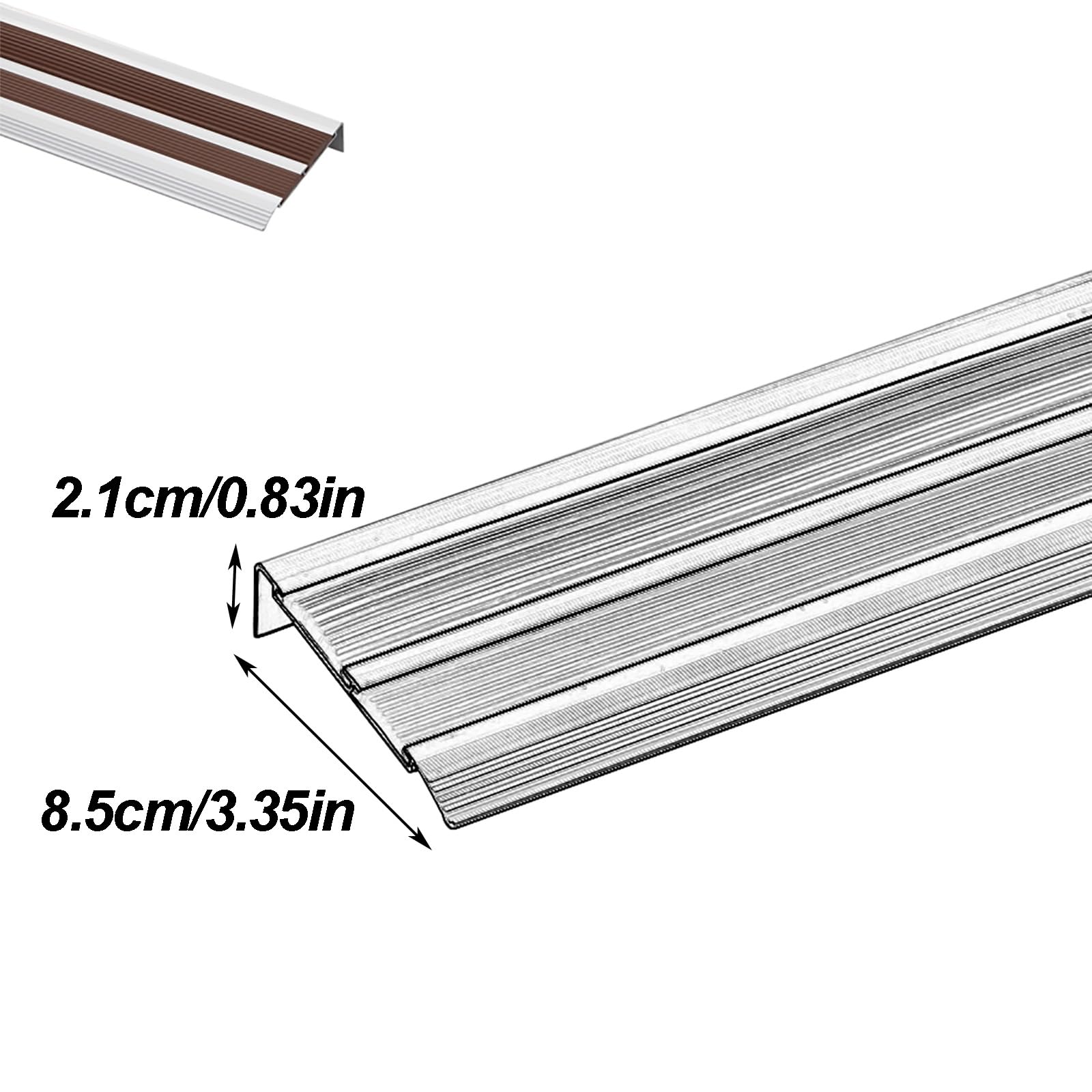 3 Pezzi Paraspigoli per Scale in Lega di Alluminio, Protezioni Antiscivolo per Bordi Scale, Paraspigoli con Strisce Antiscivolo in Gomma per Interni ed Esterni(Green,8.5x2.1 cm/3.35x0.83 in)