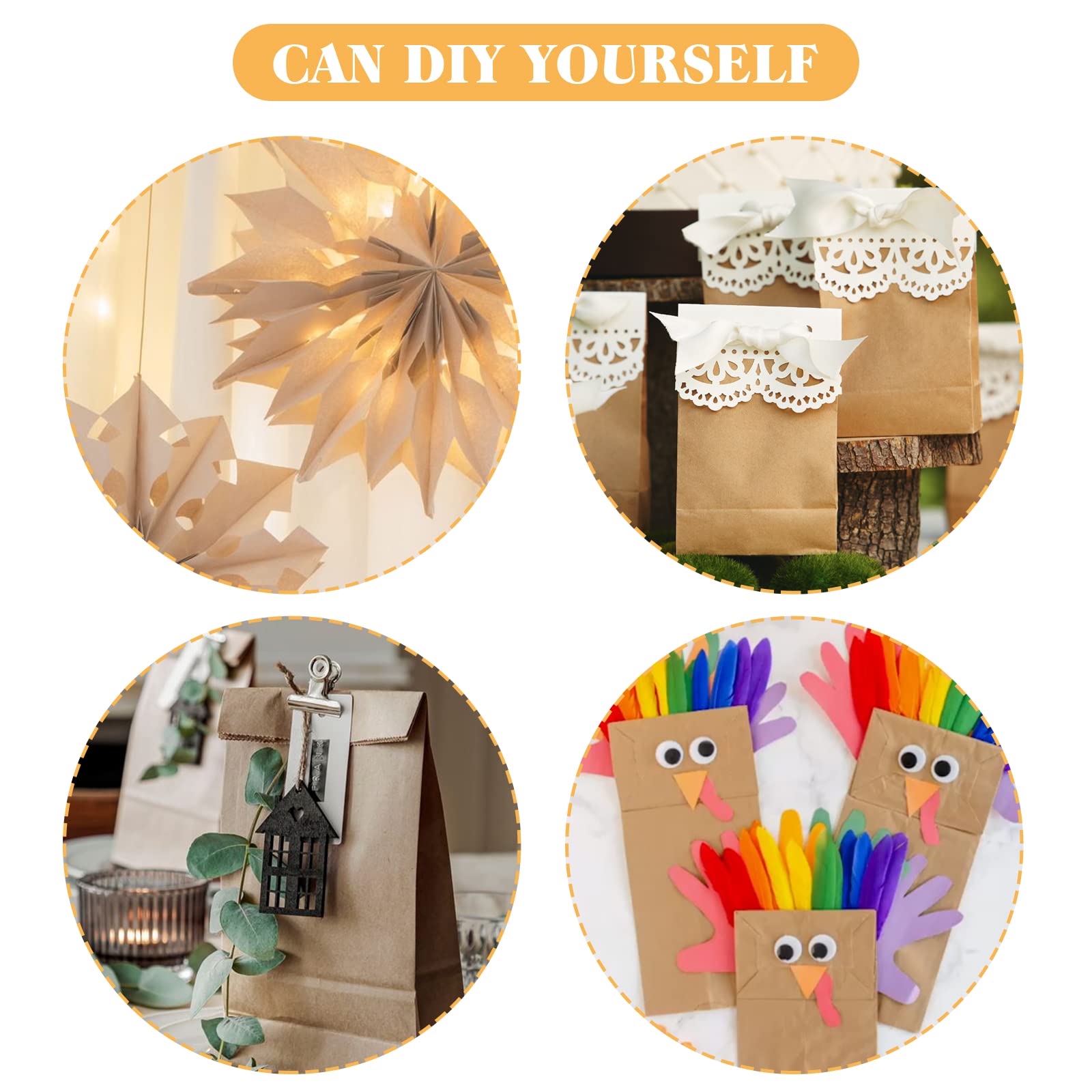 LOOKSGO 50 Sacchetti Di Carta Kraft Marrone – 15,5x9,9x30,8 Cm, Con Fondo Piatto, Per Bomboniere E Regali