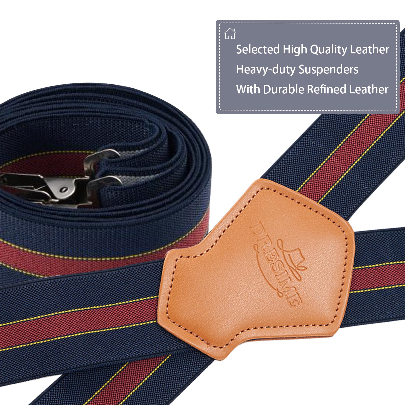 Dresime Bretelle da Uomo per pantaloni con 4 clip forti 4 cm di larghezza, per Uomini e Donne Grandi e alti Larghezza Regolabile di Elastiche e Forma a X Elastica