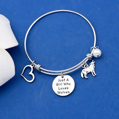 Miniatura 3 de FAADBUK Pulsera divertida de lobo para amantes de los animales, regalo de Just A Girl Who Loves Wolves Jewelry Bracelet Wolf Lover Gift Wolf