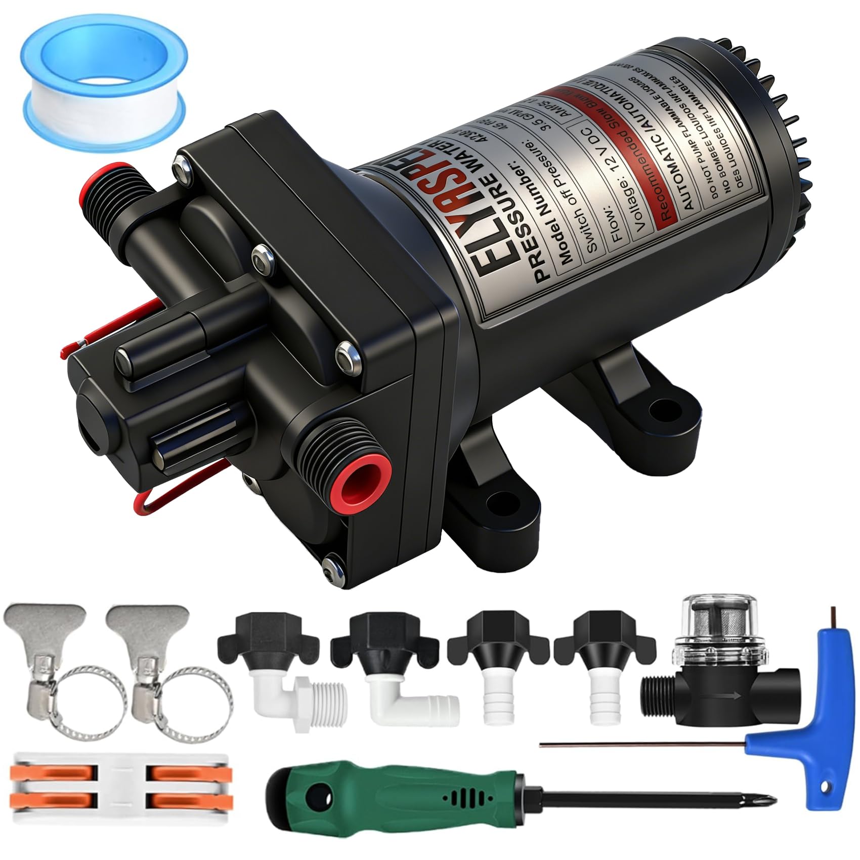 2026 Upgraded 4238-121-E07 RV Fresh Water Pump, 12 V DC 3.5 GPM, 45 PSI