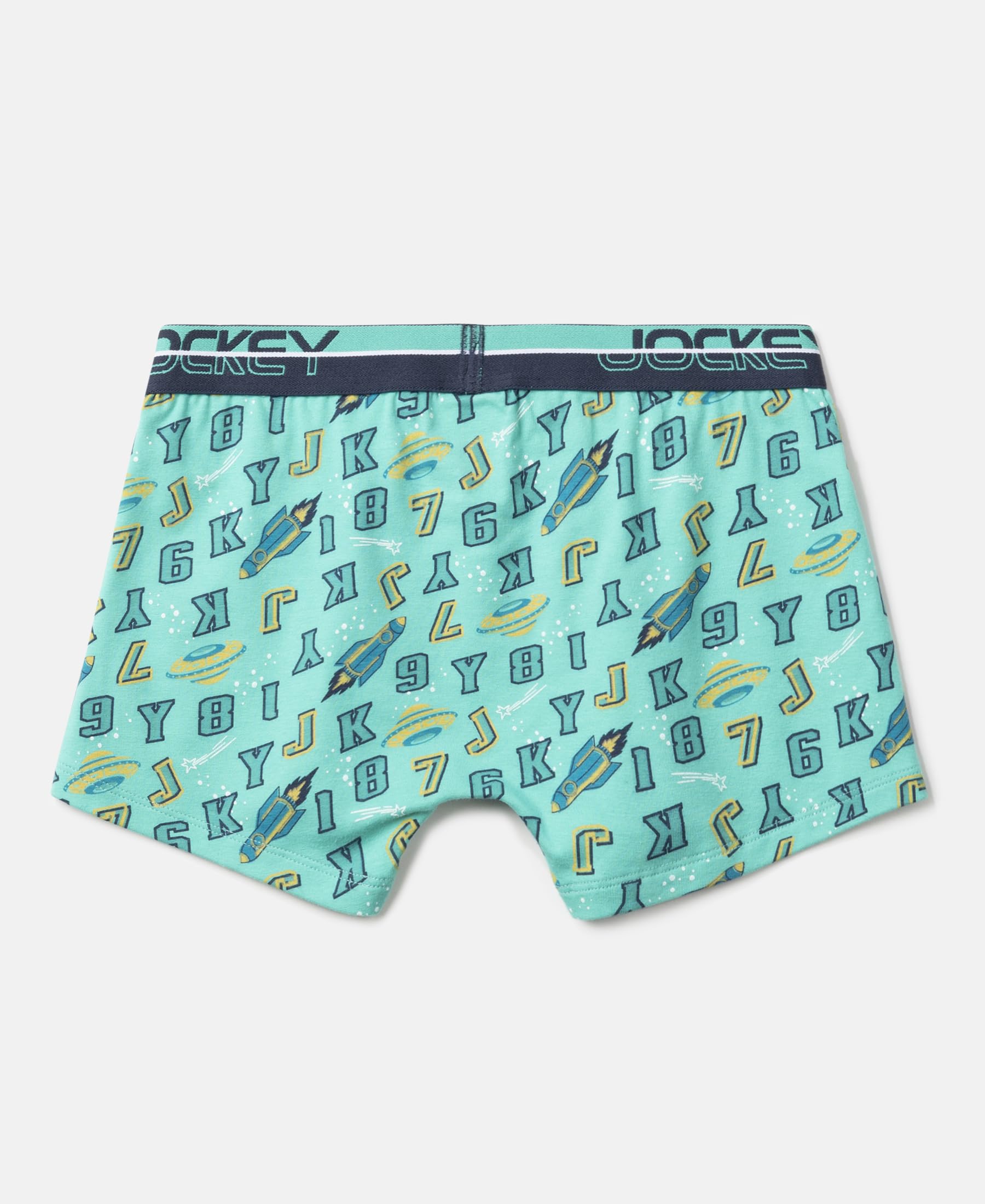 Jockey PB03 Boys Super Combed Cotton Elastane Stretch Printed Trunk with Ultrasoft Waistband (Pack of 2)_Billiard Green & Rich Royal Blue_7-8 Yrs - Image 5 thumbnail