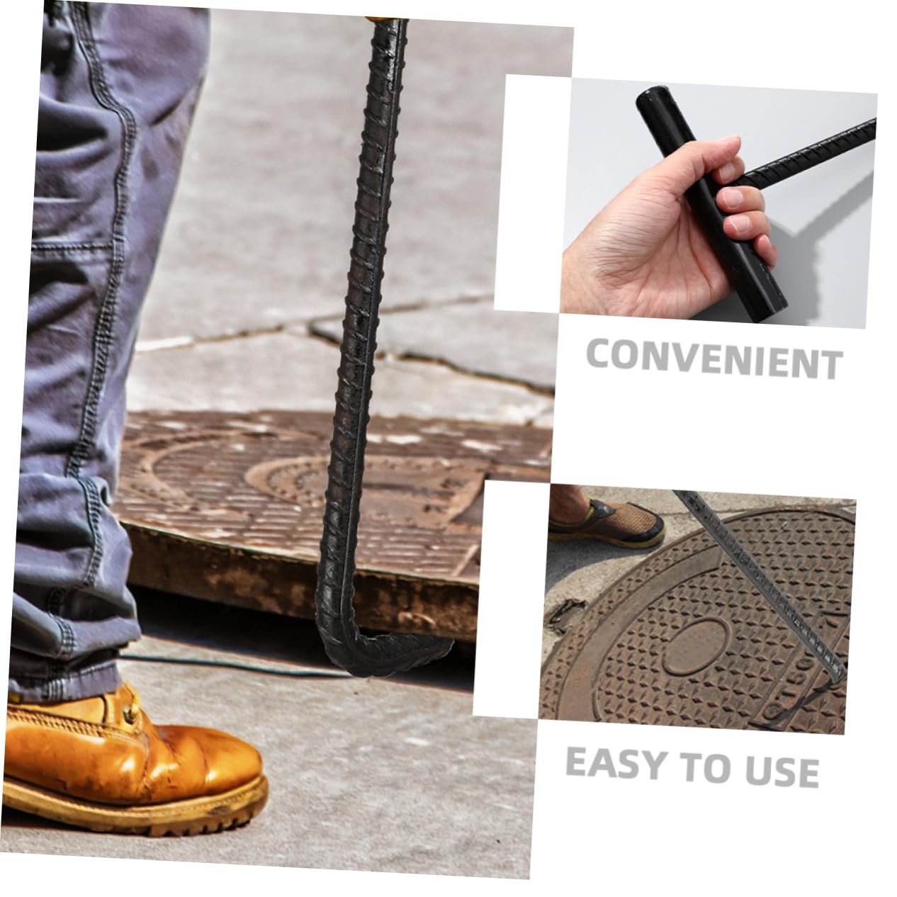 VILLFUL 2pcs Manhole Cover Hook Lifting Hook Manhole Lid Lifter Lifting Tool T-Post Puller Manhole Lid Hook Manhole Lifter Manhole Puller T Post Puller Tool Hooks Pick Tool Heavy Duty Hook