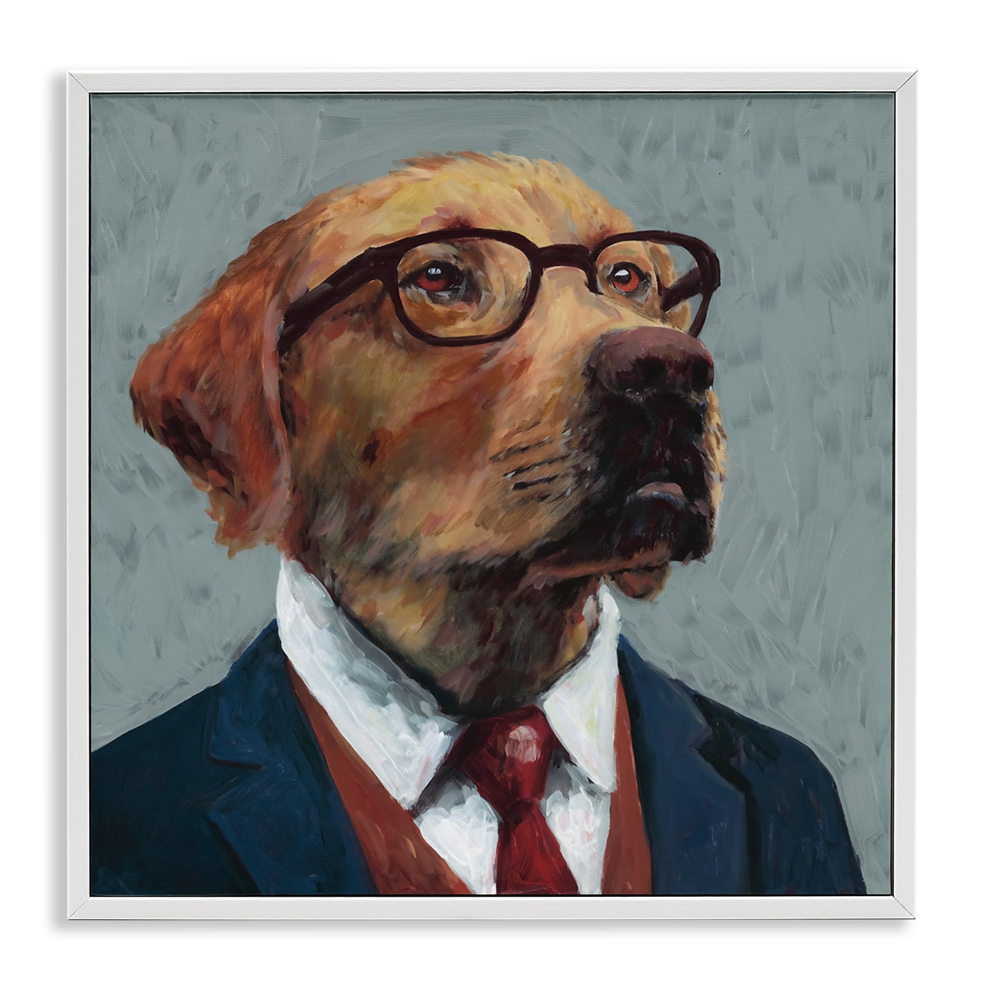 Stupell Industries 'Bark Kent Portrait', Framed Giclee Art, White, 24 x 24 Inches, Easy to Hang and Sturdy, Made in USA, by Studio Bautista