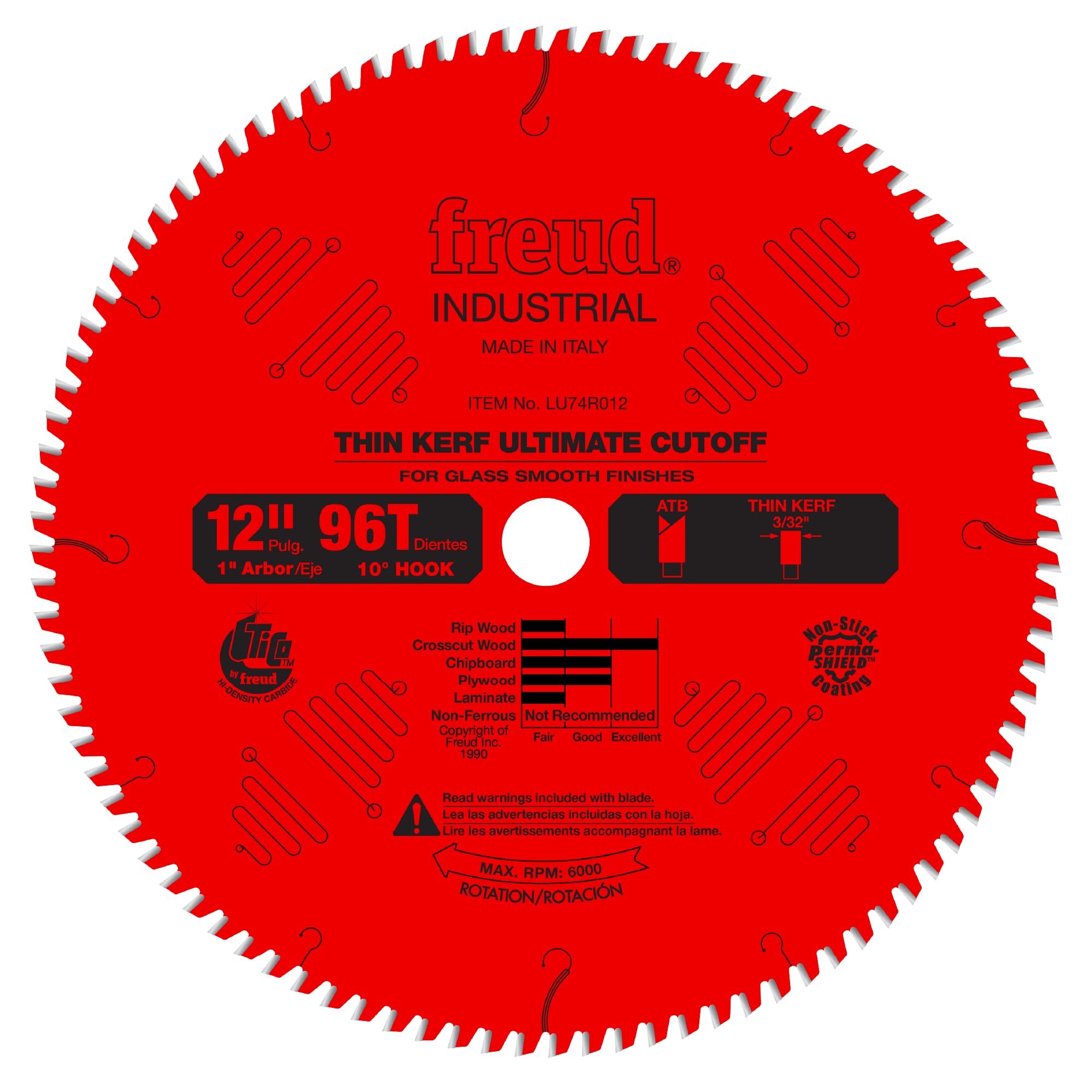 Freud LU74R012: 12" Thin Kerf Ultimate High Production Cut-Off Saw Blade