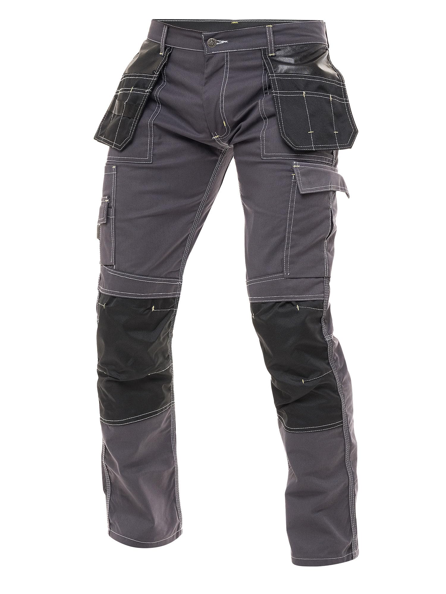 Juicy Trendz Men's Gray Work Pants – Durable Work Utility & Safety Trousers For With Holster Pockets, Reinforced Cordura Knee Pads, Tactical Cargo Pants For Construction