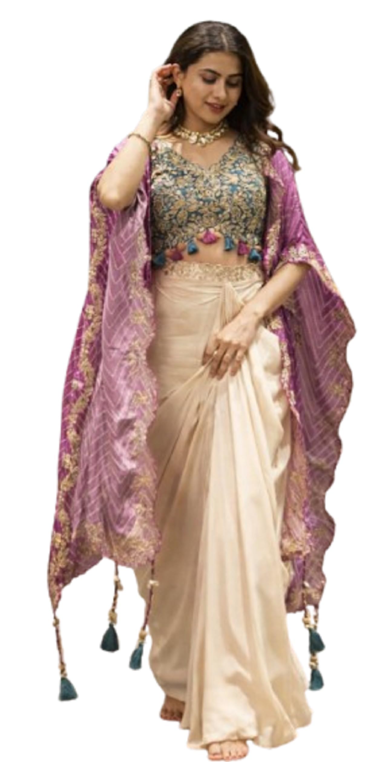 Lehenga Choli And Koti Blouse Set For Womens And Girls Silk Crep Silk Fabric With Sequins and Thread Embroidery Work Fully Stitched/wedding/party Indo western Purple-image-38