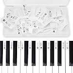 Removable Piano Keyboard Note Stickers, Silicone Piano Note Guide for Beginners, 88-Key Full Size Piano Keyboard Stickers for Kids, Reusable Keyboard Note Labels with Box (Classic Black)