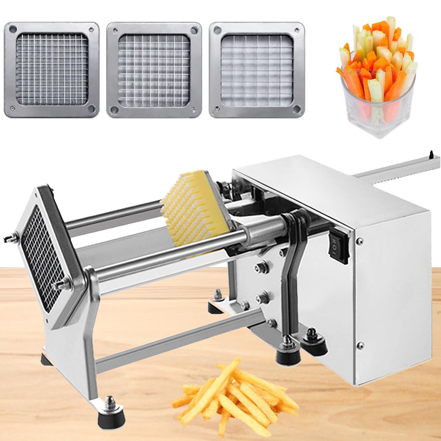 asdchZen Electric French Fry Cutter, French Fry Cutter And Professional Potato Cutter Slicer Stainless Steel Potato Slicer For Carrot Cucumber