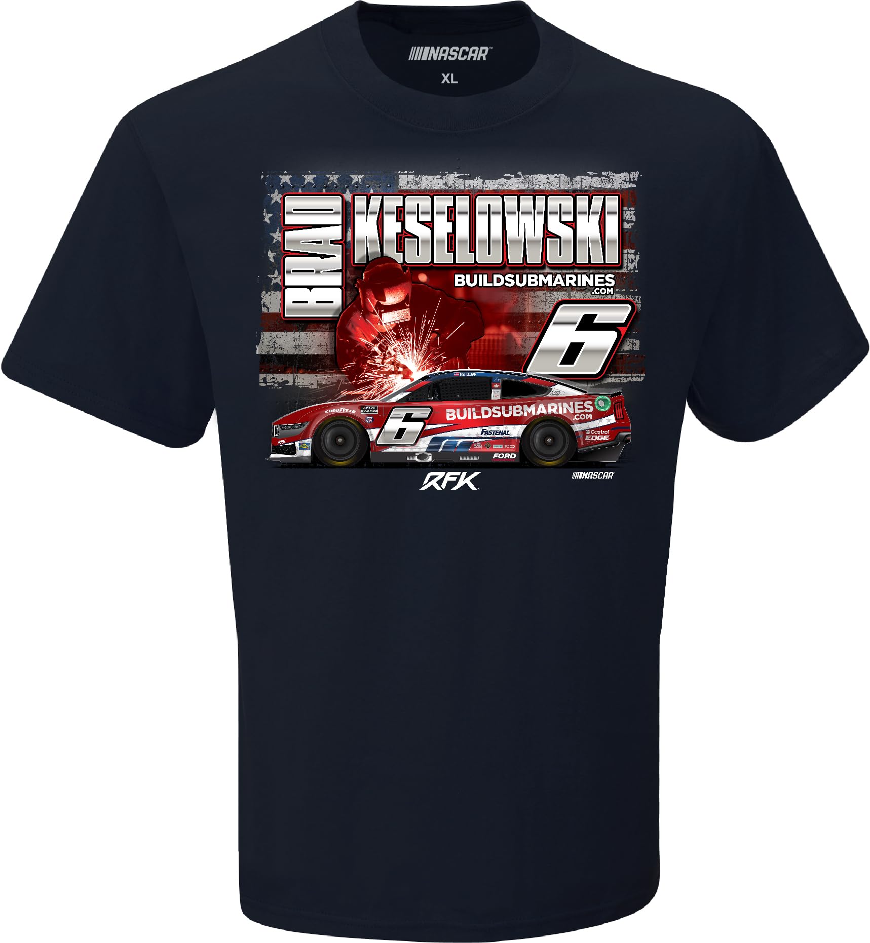 Brad Keselowski #6 NASCAR 2024 Charlotte 600 Race Build Submarines Car T-Shirt, Black
