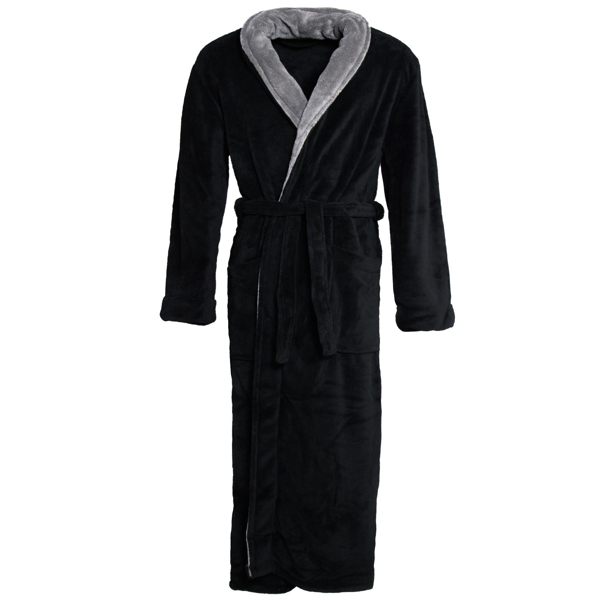 CelinaTex S-XXXL Bademantel Schalkragen zweifarbig lang Taschen Damen Herren Unisex Mikrofaser Kuschelfleece OEKO-TEX Nevada