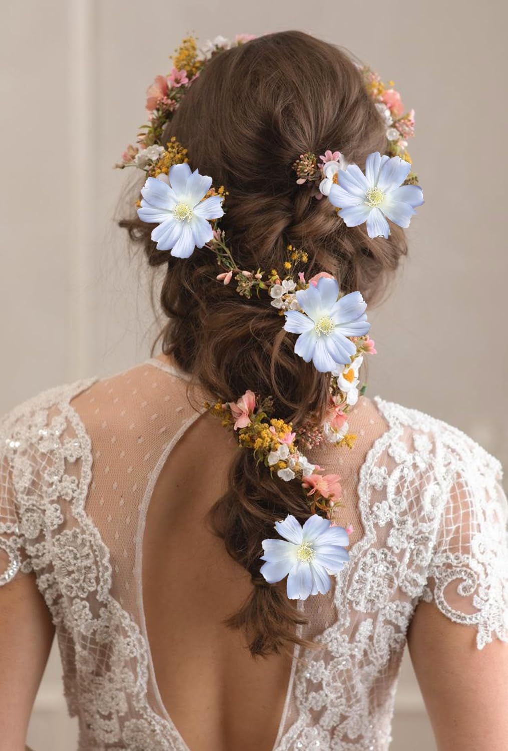 6PCS Daisy Flowers Artificial 24'' Blue Flowers Artificial Wildflowers Silk Flowers for Wedding Party Kitchens Home Decoration(Light Blue) - Image 5