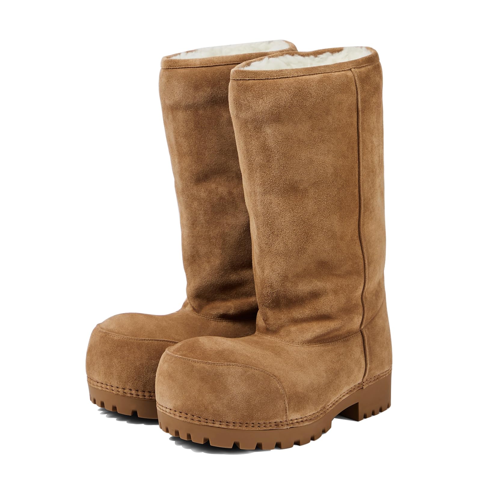 TrelakoPlatform Snow Boots for Women Suede Classic Fur Hippy Mid Calf  Winter Boots Slip On High Boots Comfortable Chunky Trending Shoes Biege