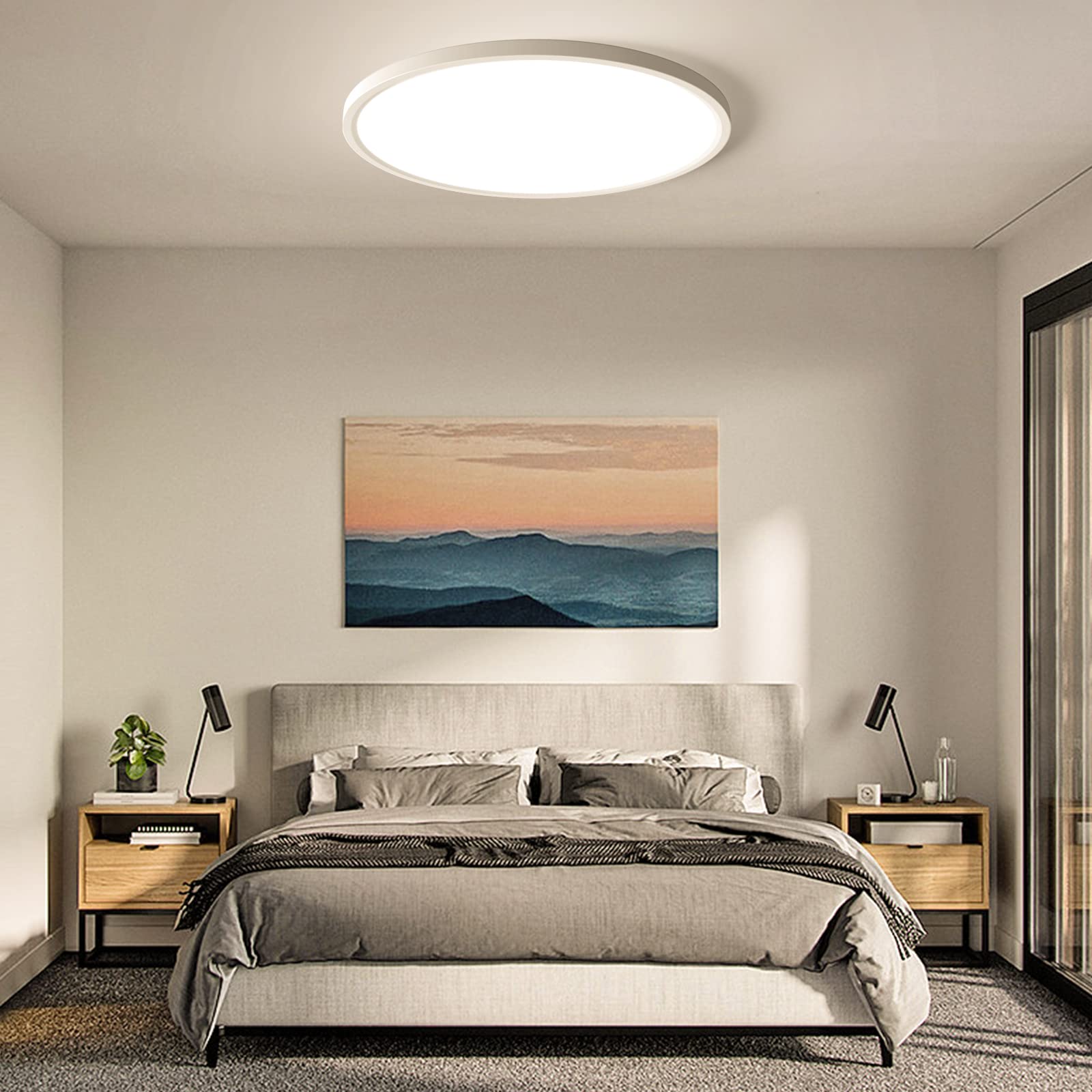 OTREN Deckenlampe LED Rund Deckenleuchte: 3000K LED Deckenleuchte Flach - Badezimmer Decke Lampe für Wohnzimmer Schlafzimmer Flur Küche 23CM Energie-Effizienz G