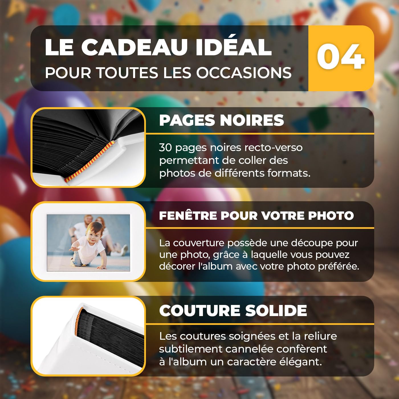 Maverton Album Photo à personnaliser avec une poche ouvrable