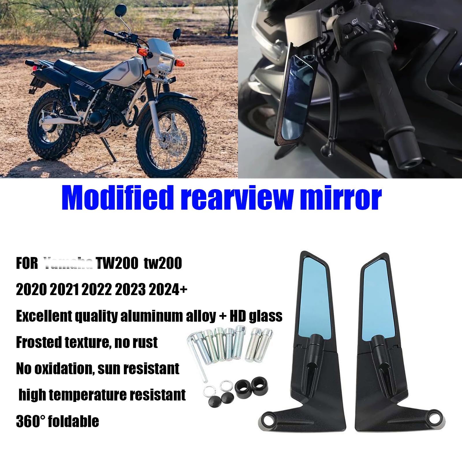 Amazon.co.jp: HUANGCJCJ FOR TW200 TW-200 2020-2024+ バイクミラー