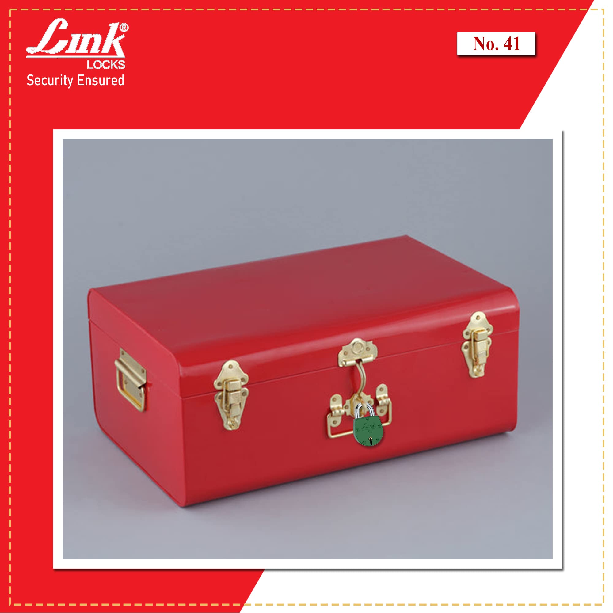 Link 54mm Colored Padlock No.41| Steel Body | Brass Lever | 2 Silver Keys | 1 Padlock | Made in India — Amazon image 2