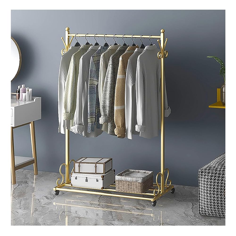 D Portant à vêtements ouvert en métal multifonctionnel pour chambre à coucher et bureau, peut supporter jusqu'à 60 kg, assemblage facile, solution de rangement élégante