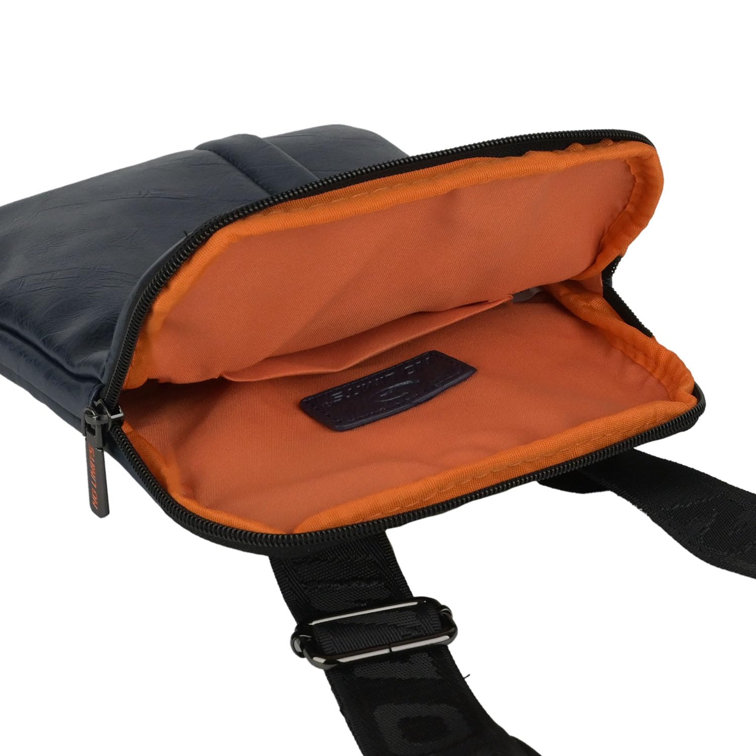 No Limits Borsello Uomo Tracolla Regolabile, Impermeabile, Con Fodera Arancione, Borsa a Spalla in PU, Multitasche Con Zip