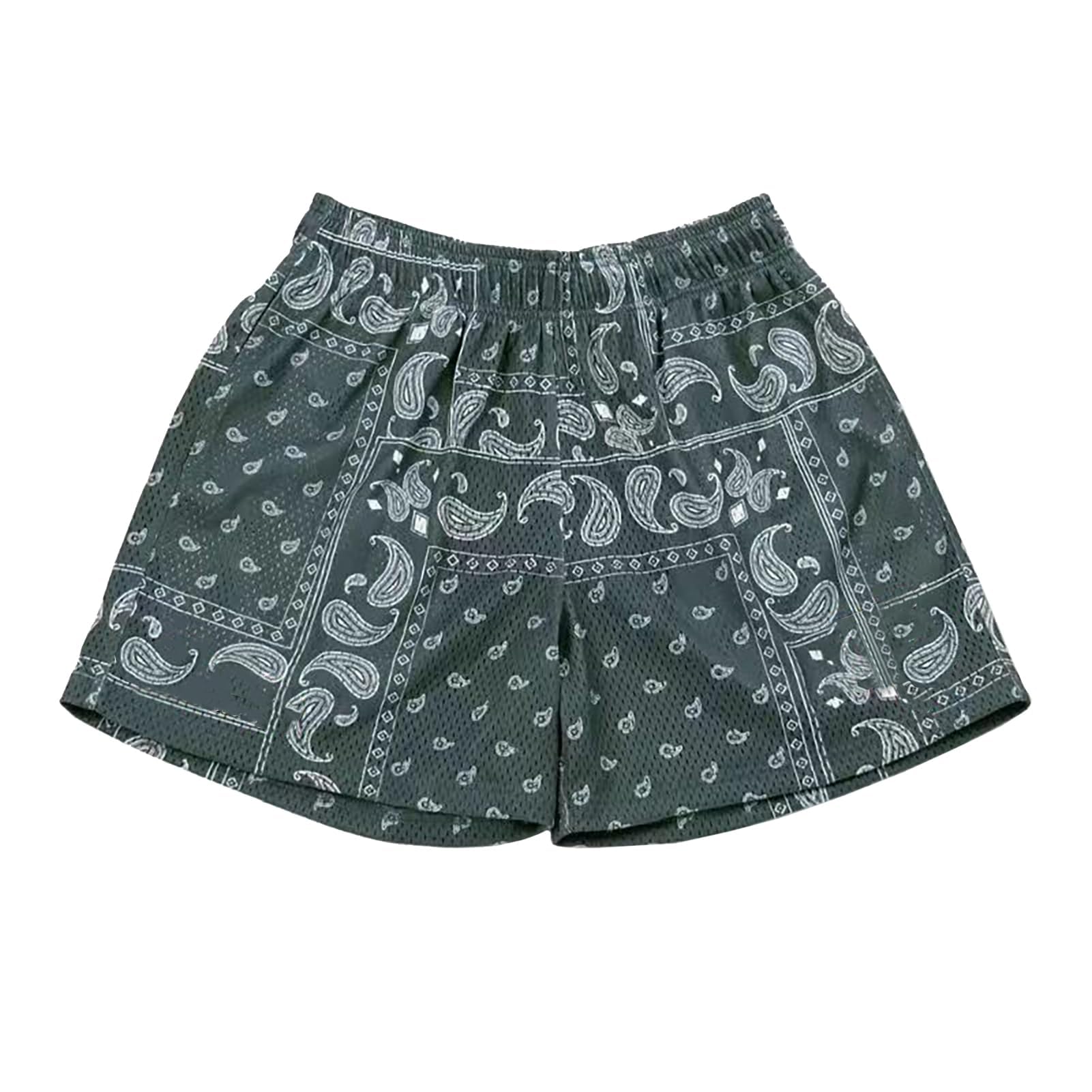 MECH-ENG Mens Paisley Graphic Bandana Shorts Retro Running Boxing Mesh Boho Drawstring Shorts