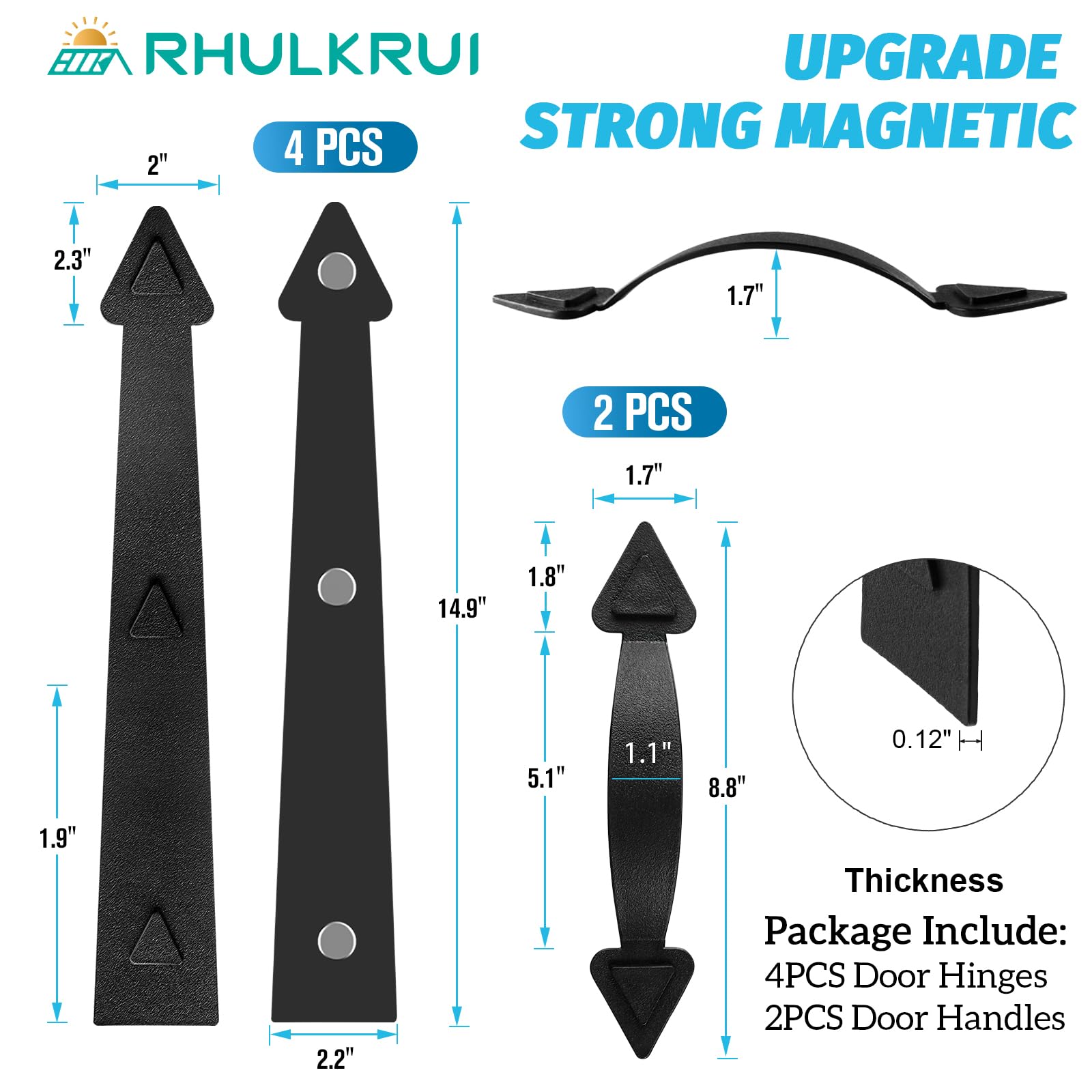Magnetic Garage Door Hardware,Garage Door Magnetic Decorative Hardware 8 Hinges + 4 Handles for Iron Door,Easy Install,Durable & Waterproof (Classics Style,2 Pack) — Amazon image 2