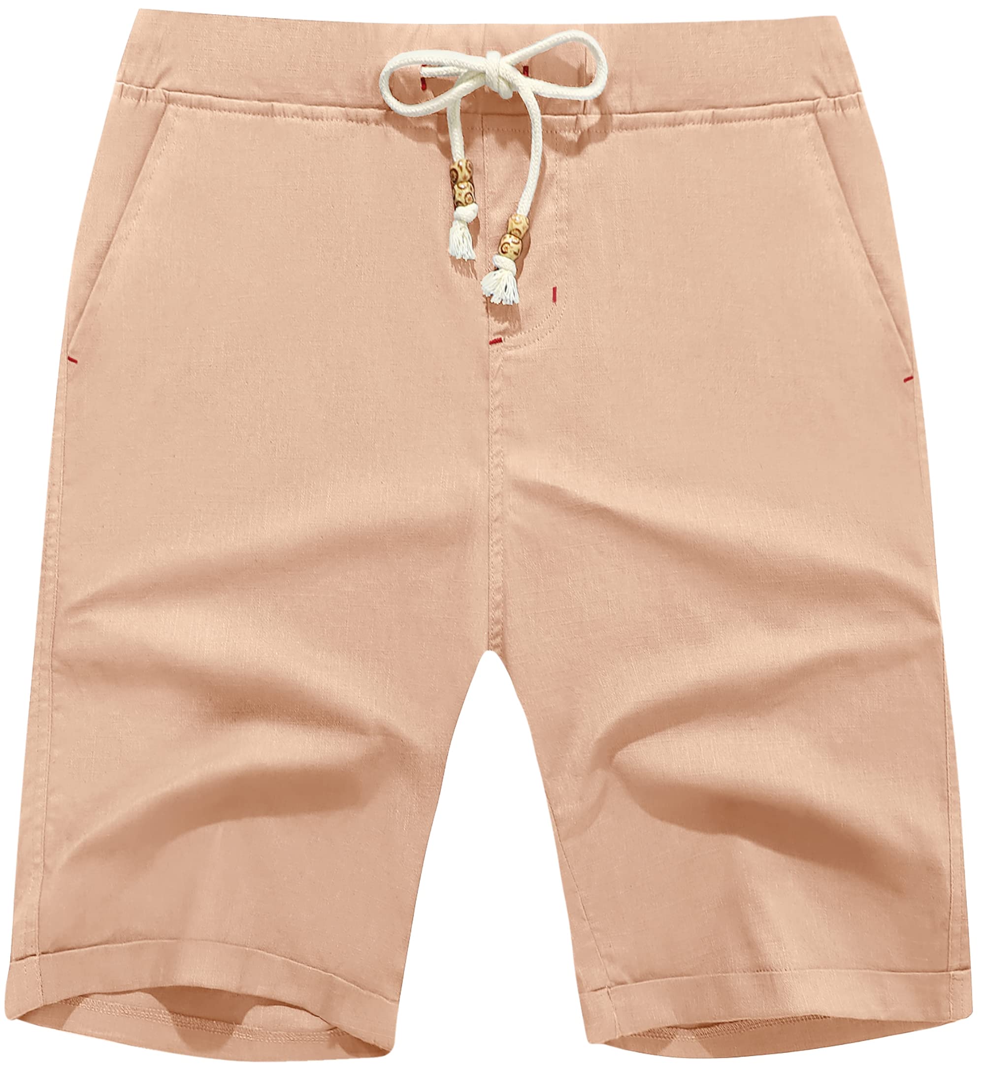 Boisouey Men's Linen Casual Classic Fit Short Summer Beach Shorts