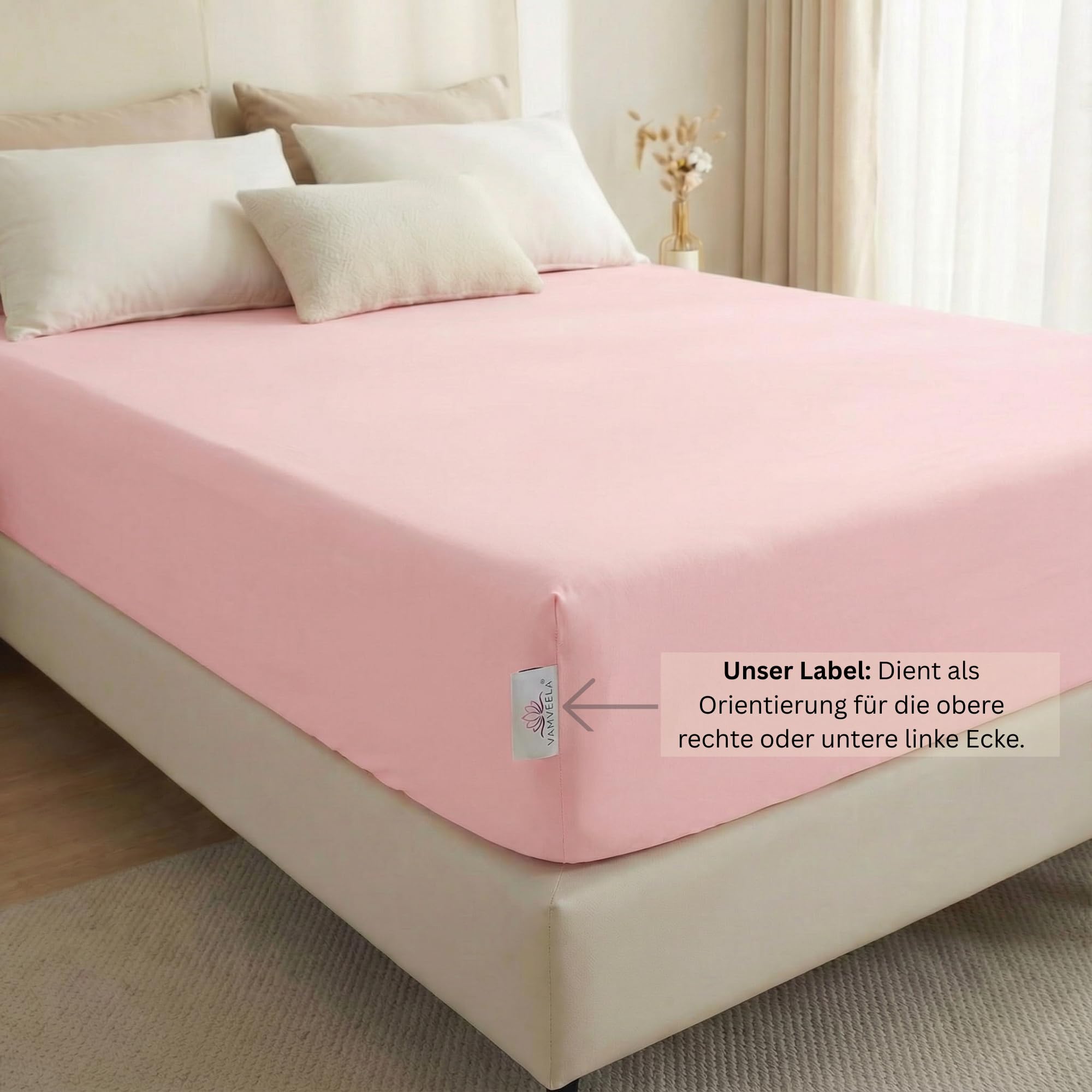 Premium Spannbettlaken 180x200cm -100% Bio-Baumwolle, Double Jersey (doppelgestrickt) - 250g/m² 20–40 cm Steghöhe, für hohe Matratzen, Boxspring mit Topper & Wasserbett (Lilydust, 180x200)