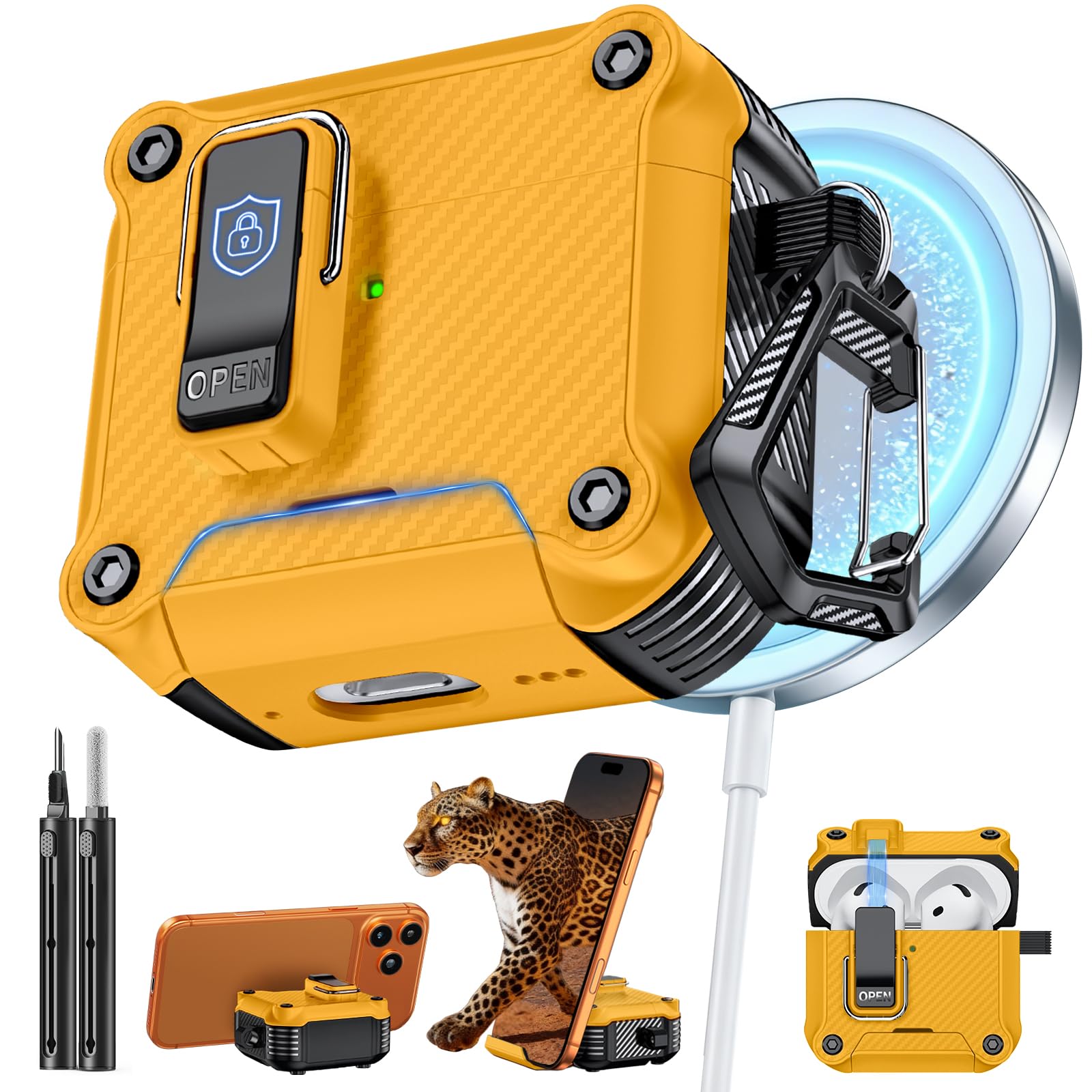 Inesore for AirPods 4 Case with Secure Lock (Yellow)