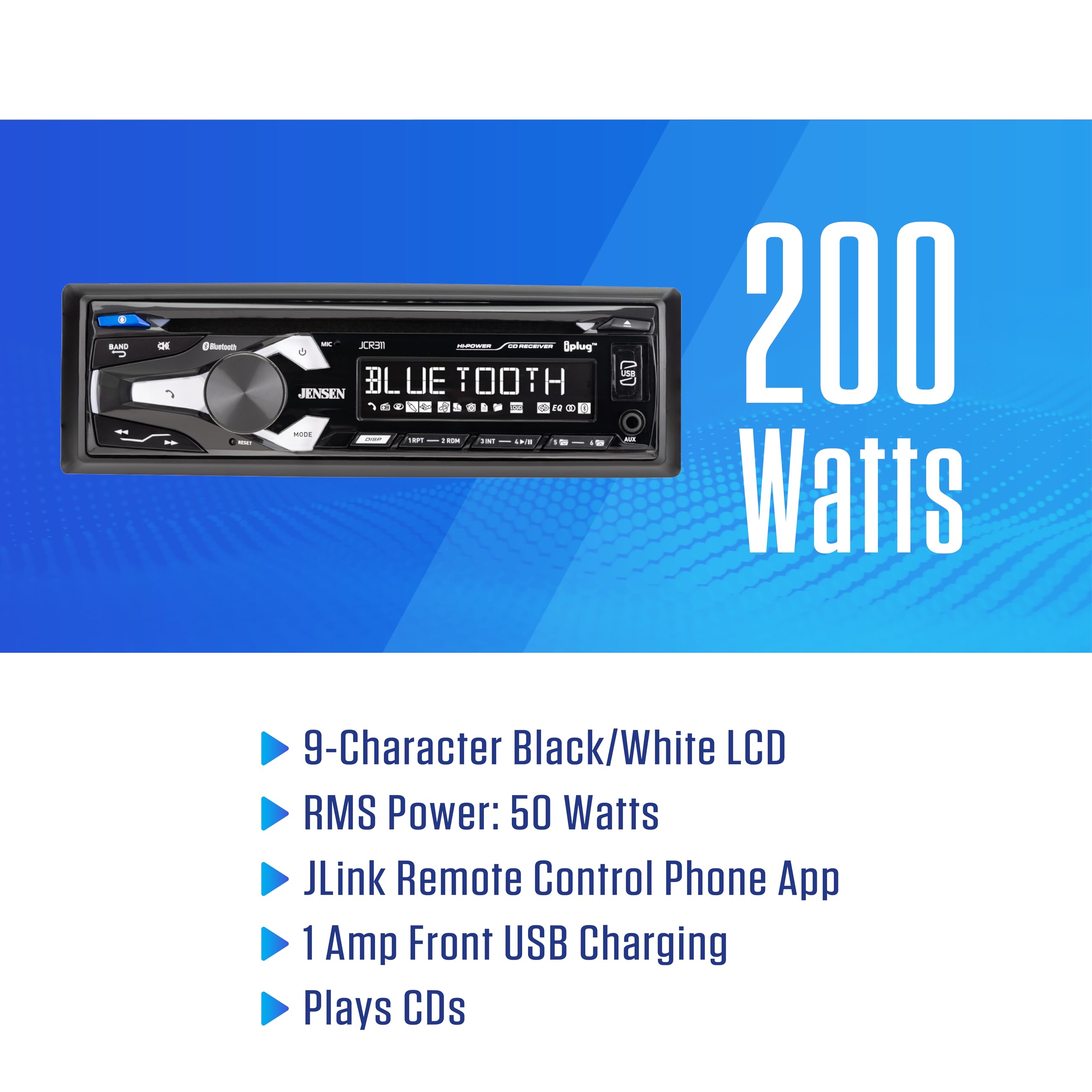 Amazon.com: JENSEN JCR311 10-Character Single DIN Car Stereo with