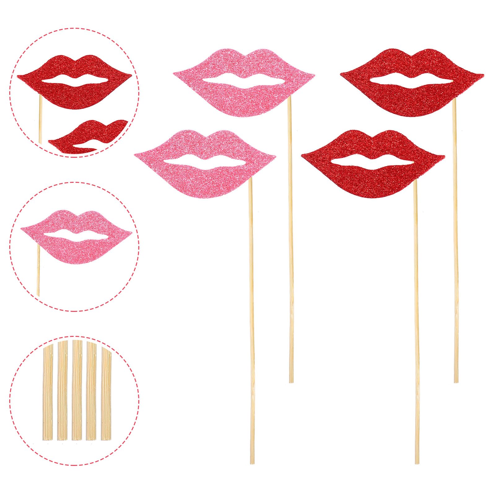 3 Series Unidades Accesorios para Fotos Labios De Purpurina para Fiestas Cumpleaños Decoración Creativa Fácil Uso 40 Piezas*3